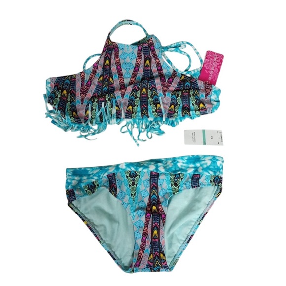 Gossip Girl Multi-Colors Fringed Bikini 👙 Swimsuit Set - Picture 2 of 8